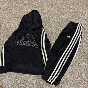 Adidas Kids Black and White Sweatpants & Hoodie Set